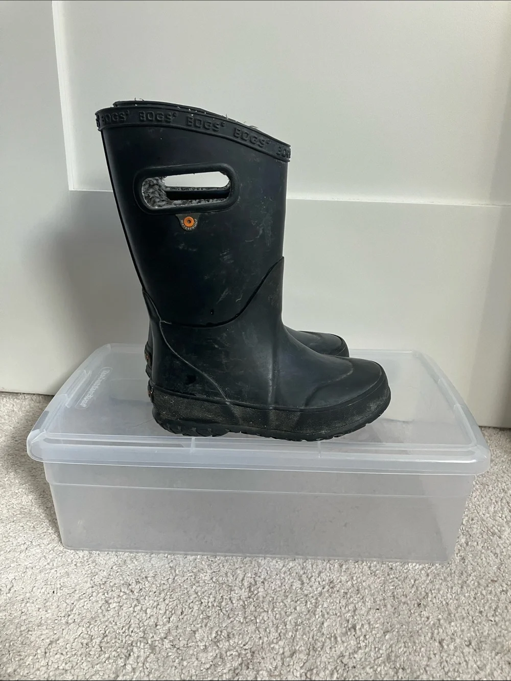 Bogs Kids Rain Boots, Black, Sz 8